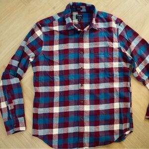 Men's J.Crew Red, Blue & White Flannel Shirt - Size Medium
